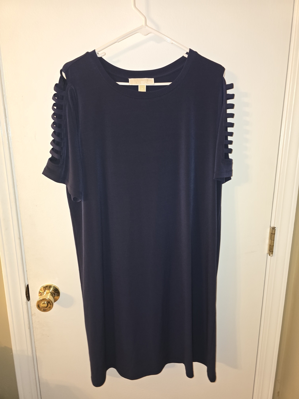 Michael Kors Navy Cold-Shoulder Ladder Sleeve Tunic